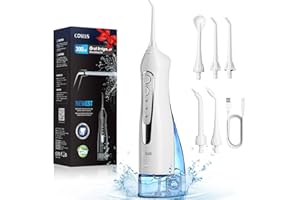 COSLUS Idropulsore Dentale Portatile Senza Fili, 300 ML Irrigatore Idropulsore Ricaricabile Impermeabile IPX7 Foppio Flusso Water Orale Flosser Pulizia Denti Ideale per Viaggi a Casa