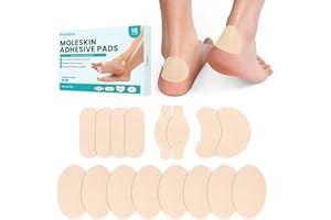 Moleskin Kit – Promifun ampollas vendas para pies, pies, pies, dedos – parche de piel de topo para ampollas, callos – 16 hojas de 4 formas, beige