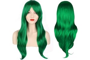 OKVGO 70 cm 27 cali peruka damska moda naturalna falista pełna długa lokowa peruka na imprezę cosplay i kostium na Halloween zielona
