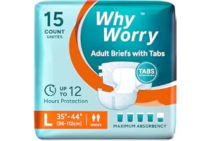 WhyWorry vuxenblöjor med flikar, maximal absorptionsförmåga, stor, 15 stycken
