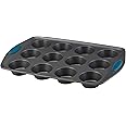 Rachael Ray Yum -o! Nonstick Bakeware 12-Cup Muffin Tin With Grips/Nonstick 12-Cup Cupcake Tin With Grips - 12 Cup, Gray