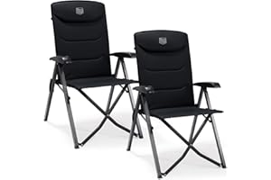TIMBER RIDGE Sedie da Campeggio 150KG Sedie da Giardino Pieghevoli Portatili Schienale Alto Sedia da Esterno Regolabile in 4 Posizioni per Campeggio Spiaggia Sgabello Picnic Caravan