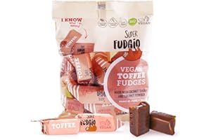 SUPER FUDGiO Bonbons bio végétaliens et sans gluten - Toffee – Bonbon à base d'ingrédients naturels – Sans huile de palme – Avec lait de coco 100 % bio et sucre de noix de coco | 150 g | Toffee