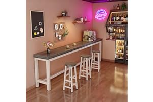 NOBBAT Kitchen Breakfast Bar,Bar Table,Breakfast Bar Table, Metal Frame Pub Coffee Desk,Can Bear 300kg Adjustable Footpads For Home Kitchen Breakfast Dining,Pub(Gray Oaks-2,140x40x105cm)