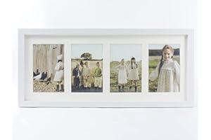 TIME HOME DEVELOPMENT Marco foto múltiple con paspartú para collage de fotos 10x15 para mesa o pared (4 FOTOS, BLANCO)