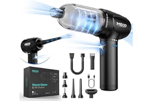 MECO ELEVERDE 4 En 1 Soufflette Air Comprimé, 3 Vitesses 110000u/ Air Duster, Aspirateur 16000pa, 2 Heures De Charge Rapide, Avec Buses, Convient Pour Pc, Ordinateur Portable, Avoiture (Noir)