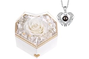 GOICC Ewige Rose Infinity Rosen mit Kette Konservierte Echte Rosen Schmuck Box Mama Oma Freundin Hochzeitstag Geburtstag Geschenke Für Frauen