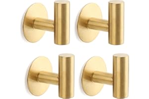 Segus Ganchos Adhesivos para Pared, 4 Piezas Ganchos Colgador Adhesivo Impermeable, para Cocina, Baño, Colgar, Llaves, Ropa (Dorado)