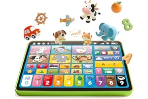 hahaland Kinder Laptop Baby Tablet für 1 2 3 Jahr alte Jungen Mädchen, Augenfreundliches Elektrisches Lernspielzeug mit Words,Zahlen,Alphabete,Songs, Montessori Spielzeug (EN/DE/FR/IT/ES)