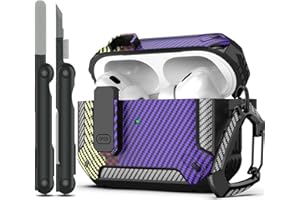 RFUNGUANGO AirPods Pro 2nd custodia protettiva con kit di pulizia, custodia protettiva militare a guscio duro con serratura per custodia AirPod Pro (2023/2022/2019),Fibra viola