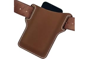 Eumspo Echtes Leder Handy Gürteltasche für iPhone 14 13 12 11 Pro XS Max SE XR X 7 8 6S Plus Samsung, Handy Holster für Alle Telefone unter 7.5 inch, Handytasche für Herren Damen (L-Braun)