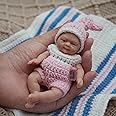 MYREBABY 4.5 Inch Mini Reborn Baby Dolls ，Silicone Baby Girl Dora,Tiny Silicone Baby Dolls ，Mini Realistic Newborn Baby Dolls Silicone Full Body Stress Relief