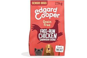 Edgard & Cooper Croquettes Chien Senior, (Poulet & Saumon, 2.5kg), Viande et poisson frais et protéines de qualité, Vrais ingrédients pour chiens, Hypoallergénique, Sans sucres ajoutés