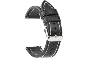 Berfine Miękkie paski do zegarków ze skóry garbowanej roślinnie, zamiennik paska do zegarka, szerokość do wyboru: 18 mm, 20 mm, 22 mm lub 24 mm