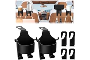 NEWHSY Multifunctional Hook for Car Seat Back 3 In 1 Car Hook & Backseat Cup Holder, Universal Car Headrest Hook, Cup Drink Holders with Hooks for Car (2Pcs)