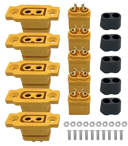 XT60H Male & Female Bullet Connectors – Pair With Covers, For Lipo Battery RC Cars Drones
