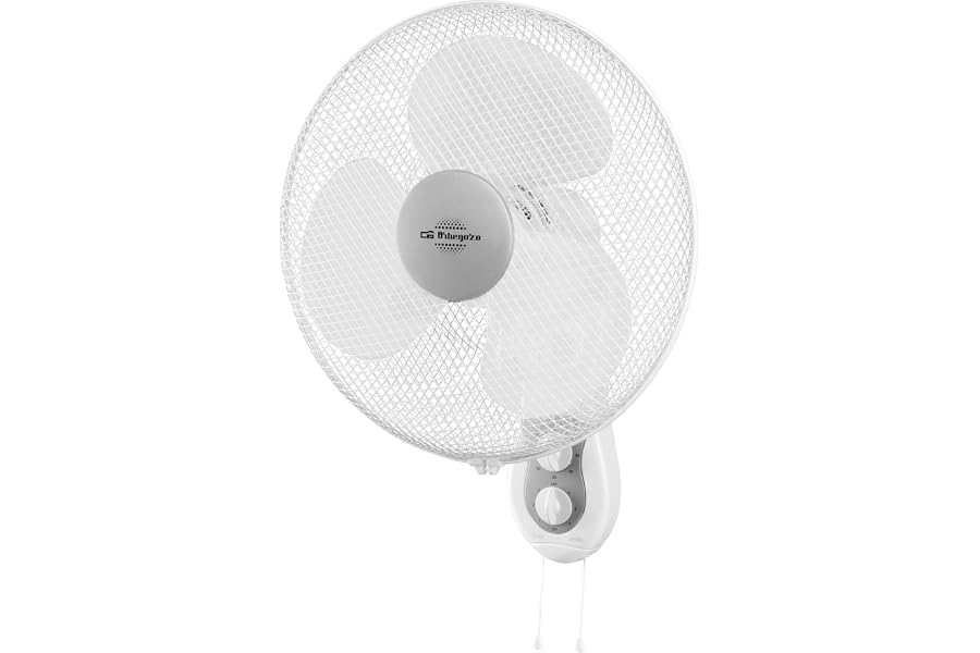 Orbegozo WF 0139 - Ventilador de pared, movimiemto oscilante, 3 velocidades, temporizador de 120 minutos, cabezal inclinable,