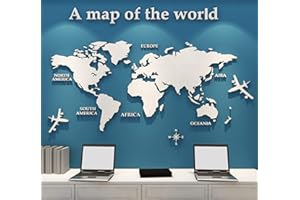 LUMING 3D Mappa Del Mondo Wall Sticker Adesivi Adatto Per Adesivi Murali Parete Sfondo Divano Soggiorno Ufficio Mappa Del Mondo Wall Sticker Home Decor