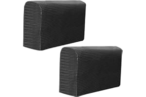 Anwangda - Set di coprisedili per braccioli, morbidi e spessi, antiscivolo, 2 pezzi, per poltrone, divano, divano (nero)