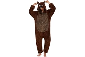 Xinlong Pijama Onesie Cosplay Animal Oversized Traje de Panda con Capucha Botones Ropa de Dormir Invierno Hombre Mujer Adulto para Party Carnaval Halloween Navidad