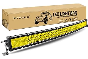 ‎SKYWORLD SKYWORLD Gebogen LED Arbeitsscheinwerfer Bar, Dreireihig 42 Zoll 106.7cm 540W Scheinwerfer Flutlicht Combo Offroad Beleuchtung für 4x4 SUV ATV UTV Auto Traktor Bagger LKW KFZ Gelb 12V 24V