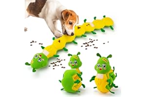 beetoy Hundepuzzlespielzeug, Raupe Schnuppern Hundespielzeug Interaktives Quietschweiches Plüsch-Zahnspielzeug für Langeweile Welpen