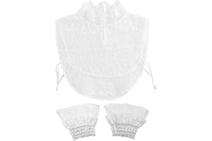 CVFRTT 1 Fake-Kragen Und 1 Paar Fake-Manschetten, Spitzenmuster-Fake-Kragen, Damenbekleidungszubehör, Modischer Und Vielseitiger Kragen