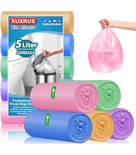 80 Sacchetti Spazzatura Resistenti 1,2 Galloni (5-6 Litri) - Per Bagno, Ufficio, Cucina, Cameretta - 3