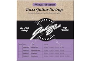 Johnny Brook Set Of 4 Nickel Wound Bass Guitar Strings (Medium Light Gauge)