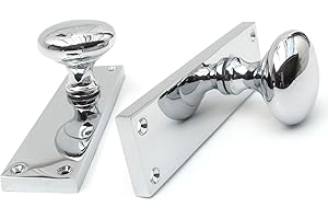 Jones & Grey New York Style Polished Nickel Chrome Silver Door Handles Knobs on Back Plate