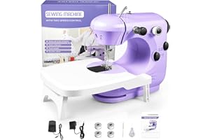 ROEJUYY Sewing Machine, Sewing Machine for Beginners, Portable Sewing Machines with Extension Table, Adjustable 2 Speed with Foot Pedal with Sewing Kits, Best Gift for Kids Women Household and Travel (Purple)