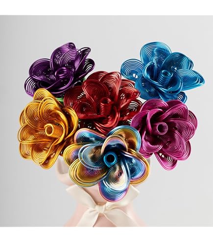 Mini Bouquet Di Fiori In Vetro Soffiato – 11 Pezzi, Con Vaso E 10 Fiori Colorati, Regalo Perfetto Per Festa Della Mamma, Compleanno O Natale