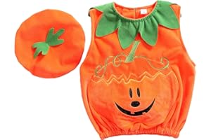 Dazzerake Costume di Halloween per Bambini Ragazza Zucca Pagliaccetto Senza Maniche Tute Top + Cappelli Abiti Vestiti per Neonato