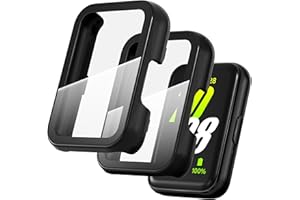 Diruite 2-Pack Case for Samsung Galaxy Fit 3 Tempered Glass Screen Protector,Ultra Thin HD Scratch Resistant PC Protective Cover,Black&Black