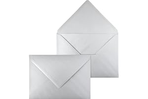 Netuno 20 kopert z masy perłowej, srebrne, DIN C5, 16,2 x 22,9 cm, 120 g, eleganckie połyskujące koperty błyszczące, z efektem masy perłowej, na kartki ślubne, zaproszenia, koperty metaliczne, srebrne