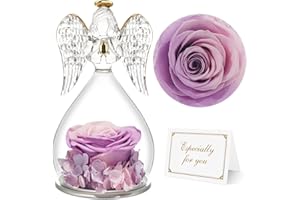 Yamonic Rosa Eterna con Figura de Ángel Regalo Originale para Mujer,Regalos para Mama,Rosa San Valentin Mujer,Regalo Cumpleaños Mujer,Flore Eterna Regalo Dia de la Madre,Regalo Abuela,Regalo Navidad