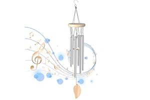 HOAAIGO Windspiele für Draußen, Klangspiel mit 6 Aluminiumlegierung Röhren im Freien, Sympathie Glockenspiele Hängend Metall Trauer Windspiele, Aluminium Wind Chimes für Balkon Garten Heimdekoration Geschenk