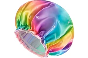 mikimini Gorro de ducha para mujer de pelo largo,gorro de ducha impermeable de gran tamaño,reutilizable,lavable(estrella)