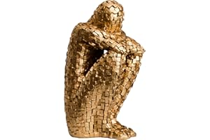 SIMDIM Estatua Moderno, Pensador Abstracto Adorno Salon Moderno, Abstracto Estatua Resinoso Moderno, Artístico Figura Decoracion Salon, Ornamento Arte, Decoracion para Casa Hogar Salon Escritorio (Oro)
