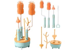 ‎AUSYIWI AUSYIWI 8-teilige flaschenbürste silikon, flaschenbürste Baby, babyflaschen bürste, babyflaschen trockenständer,flaschenreiniger Set für alle flaschenmarken