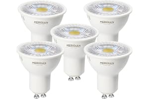 Countrywide Electrical Distributors LED GU10 Light Bulb Cool White 6500K, 50W Halogen Spotlight Equivalent, 4.5W 345lm, Non-dimmable, AC 220-240V, 38 Degree Beam Angle - 5pk