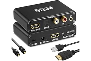 UNSTINCER HDMI eARC ARC Audio Estractor, 192KHZ DAC Digital a Aux Analog (HDMI a HDMI SPDIF Optical Toslink RCA L/R 3.5mm Jack) Convertidor, supports up to HD5.1/HD7.1 channels, Adaptador para TV Amp