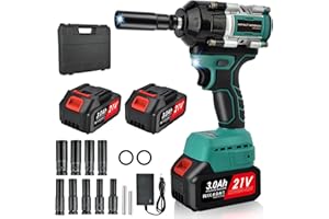 BILIVRY Klucz udarowy, bezprzewodowy klucz udarowy ze sterownikiem 1/2 cala 21 V 500 Nm moment obrotowy z 9 gniazdami, 14 mm, 17 mm, 19 mm, 21 mm, 2 baterie 3000 mAh, litowo-jonowa zmienna prędkość do koła