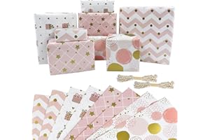 LZRINUE 8 Sheets 50x70cm Pink Wrapping Paper,Gift Wrapping Paper with String, Recyclable Birthday Wrapping Paper Perfect for Birthday,Wedding, Valentine's Day and Mother's Day Gift Decorations.