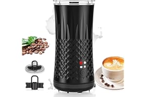 DREAMOON Milchaufschäumer Elektrisch, Automatischer Milchschäumer für Heißen und Kalten, 4-in-1 Milchschäumer, Schnell schäumend, Edelstahl 304, 240 ml, Antihaftbeschichtung (Black)