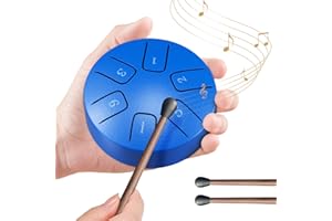 Couleeur Steel Tongue Drum, 3 Pollici 6 Note Handpan Strumento Musicale, Tamburo in Acciaio, Strumento a Percussione Tamburo per Meditazione, Yoga, Educazione Musicale, Guarigione del Suono (blu navy)