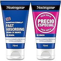 Neutrogena Fórmula Noruega Fast Absorbing (pack de 2 x 75 ml) crema de manos reparadora no grasa con glicerina y vitamina E, 