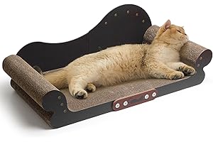 ComSaf Cat Scratcher Cardboard, 67 cm Cat Scratching Lounge Bed, 2 in 1 Large Scratching Board for felines, Recyclable Scratch Pad, Durable Sofa Shaped Scratch Bed Protects Furniture