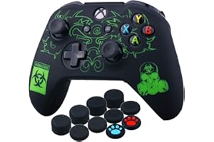 YoRHa Grabado Láser Silicona Caso Piel Fundas Protectores Cubierta para Xbox One S/X Mando x 1 (BH) con Los Puños Pulgar Thumb Gripsx 10
