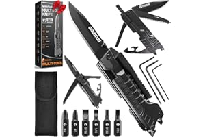 GIRIAITUS Cadeau Homme, Couteau Multifonction 17 en 1, bâtons d'allumage, ouvre-bouteille, scie, tournevis, sifflet, brise-vitre et plus encore - Parfait pour le camping, l'extérieur